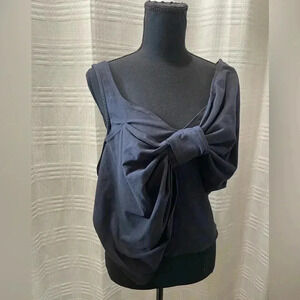 NWOT Free People big bow black cotton shirt